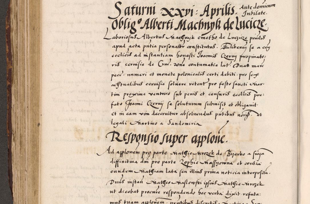 Zdjęcie nr 253 dla obiektu archiwalnego: Acta causarum, obligacionum, sentenciarum tam interlocutoriarum quam diffinitivarum constitutionumque coram reverendo patre domino Petro Porembski canonico et officiali generali Cracoviensi de anno Domini millesimo quingentesimo quadragesimo nono, cuius indictio septima, pontificatus sanctissimi in Christo patris et domini nostri domini Pauli divina providencia tercii, anno ipsius nacionis Pauli pape terciii die tercia mensis Novembris inchoatur