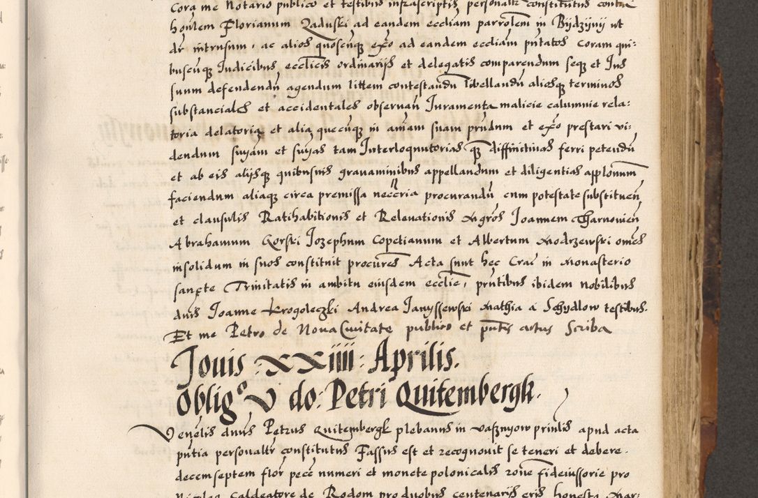 Zdjęcie nr 257 dla obiektu archiwalnego: Acta causarum, obligacionum, sentenciarum tam interlocutoriarum quam diffinitivarum constitutionumque coram reverendo patre domino Petro Porembski canonico et officiali generali Cracoviensi de anno Domini millesimo quingentesimo quadragesimo nono, cuius indictio septima, pontificatus sanctissimi in Christo patris et domini nostri domini Pauli divina providencia tercii, anno ipsius nacionis Pauli pape terciii die tercia mensis Novembris inchoatur