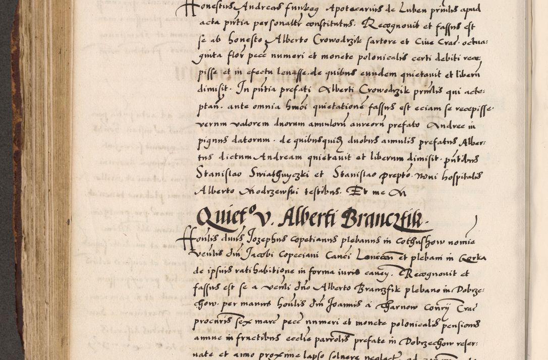 Zdjęcie nr 259 dla obiektu archiwalnego: Acta causarum, obligacionum, sentenciarum tam interlocutoriarum quam diffinitivarum constitutionumque coram reverendo patre domino Petro Porembski canonico et officiali generali Cracoviensi de anno Domini millesimo quingentesimo quadragesimo nono, cuius indictio septima, pontificatus sanctissimi in Christo patris et domini nostri domini Pauli divina providencia tercii, anno ipsius nacionis Pauli pape terciii die tercia mensis Novembris inchoatur