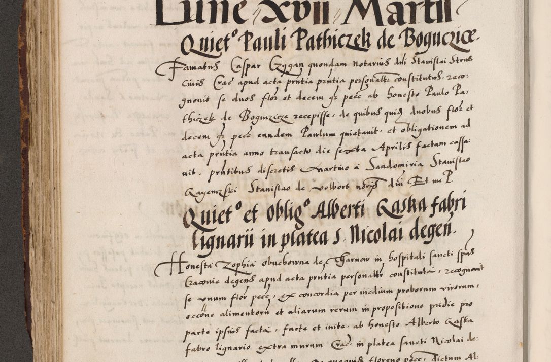 Zdjęcie nr 356 dla obiektu archiwalnego: Acta causarum, obligacionum, sentenciarum tam interlocutoriarum quam diffinitivarum constitutionumque coram reverendo patre domino Petro Porembski canonico et officiali generali Cracoviensi de anno Domini millesimo quingentesimo quadragesimo nono, cuius indictio septima, pontificatus sanctissimi in Christo patris et domini nostri domini Pauli divina providencia tercii, anno ipsius nacionis Pauli pape terciii die tercia mensis Novembris inchoatur