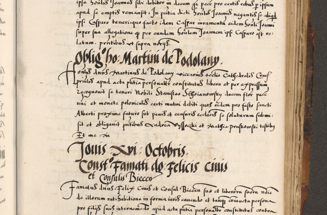 Zdjęcie nr 418 dla obiektu archiwalnego: Acta causarum, obligacionum, sentenciarum tam interlocutoriarum quam diffinitivarum constitutionumque coram reverendo patre domino Petro Porembski canonico et officiali generali Cracoviensi de anno Domini millesimo quingentesimo quadragesimo nono, cuius indictio septima, pontificatus sanctissimi in Christo patris et domini nostri domini Pauli divina providencia tercii, anno ipsius nacionis Pauli pape terciii die tercia mensis Novembris inchoatur