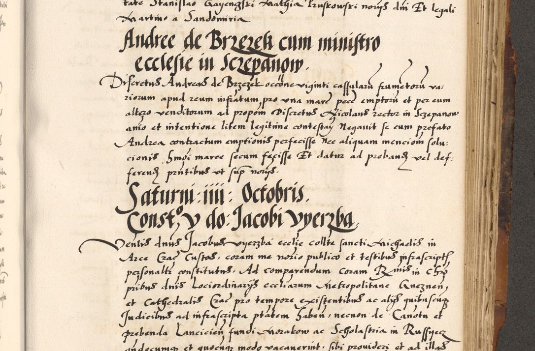Zdjęcie nr 436 dla obiektu archiwalnego: Acta causarum, obligacionum, sentenciarum tam interlocutoriarum quam diffinitivarum constitutionumque coram reverendo patre domino Petro Porembski canonico et officiali generali Cracoviensi de anno Domini millesimo quingentesimo quadragesimo nono, cuius indictio septima, pontificatus sanctissimi in Christo patris et domini nostri domini Pauli divina providencia tercii, anno ipsius nacionis Pauli pape terciii die tercia mensis Novembris inchoatur