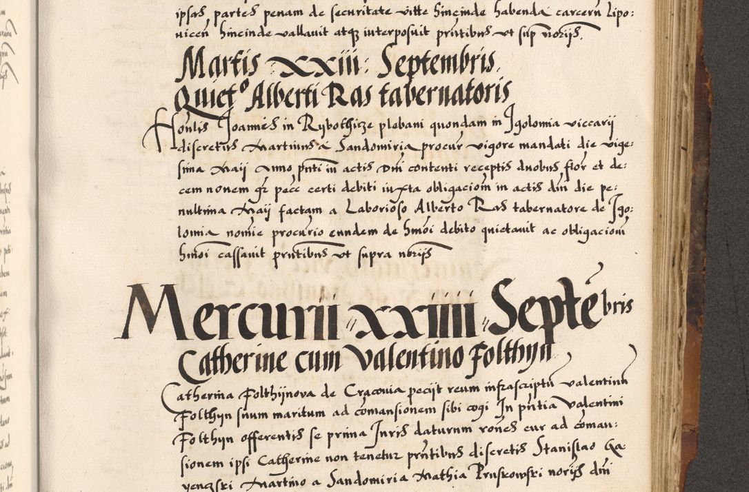 Zdjęcie nr 449 dla obiektu archiwalnego: Acta causarum, obligacionum, sentenciarum tam interlocutoriarum quam diffinitivarum constitutionumque coram reverendo patre domino Petro Porembski canonico et officiali generali Cracoviensi de anno Domini millesimo quingentesimo quadragesimo nono, cuius indictio septima, pontificatus sanctissimi in Christo patris et domini nostri domini Pauli divina providencia tercii, anno ipsius nacionis Pauli pape terciii die tercia mensis Novembris inchoatur