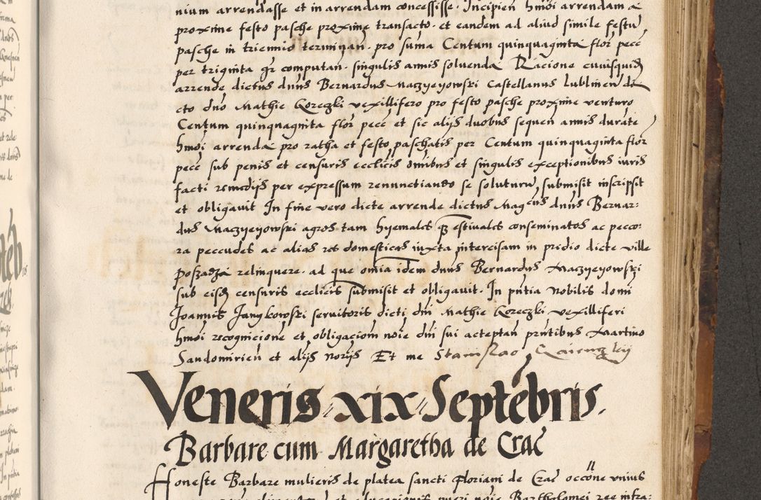 Zdjęcie nr 457 dla obiektu archiwalnego: Acta causarum, obligacionum, sentenciarum tam interlocutoriarum quam diffinitivarum constitutionumque coram reverendo patre domino Petro Porembski canonico et officiali generali Cracoviensi de anno Domini millesimo quingentesimo quadragesimo nono, cuius indictio septima, pontificatus sanctissimi in Christo patris et domini nostri domini Pauli divina providencia tercii, anno ipsius nacionis Pauli pape terciii die tercia mensis Novembris inchoatur