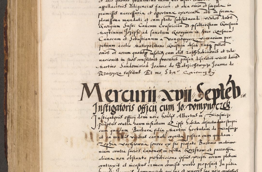 Zdjęcie nr 458 dla obiektu archiwalnego: Acta causarum, obligacionum, sentenciarum tam interlocutoriarum quam diffinitivarum constitutionumque coram reverendo patre domino Petro Porembski canonico et officiali generali Cracoviensi de anno Domini millesimo quingentesimo quadragesimo nono, cuius indictio septima, pontificatus sanctissimi in Christo patris et domini nostri domini Pauli divina providencia tercii, anno ipsius nacionis Pauli pape terciii die tercia mensis Novembris inchoatur