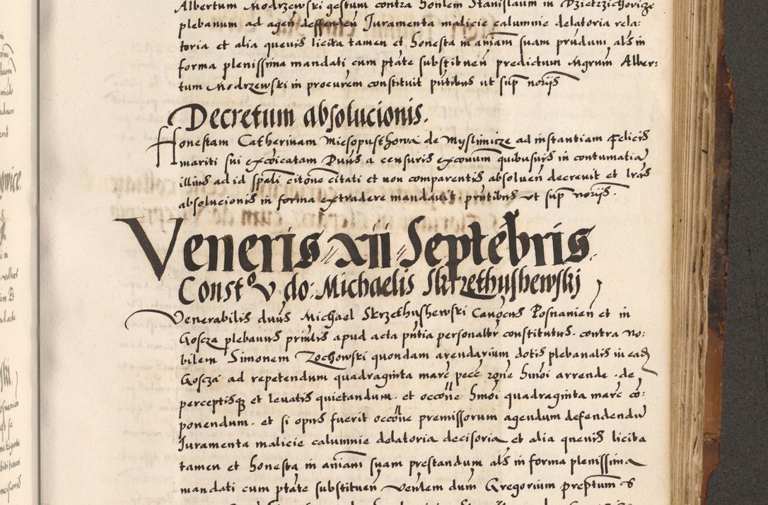 Zdjęcie nr 463 dla obiektu archiwalnego: Acta causarum, obligacionum, sentenciarum tam interlocutoriarum quam diffinitivarum constitutionumque coram reverendo patre domino Petro Porembski canonico et officiali generali Cracoviensi de anno Domini millesimo quingentesimo quadragesimo nono, cuius indictio septima, pontificatus sanctissimi in Christo patris et domini nostri domini Pauli divina providencia tercii, anno ipsius nacionis Pauli pape terciii die tercia mensis Novembris inchoatur