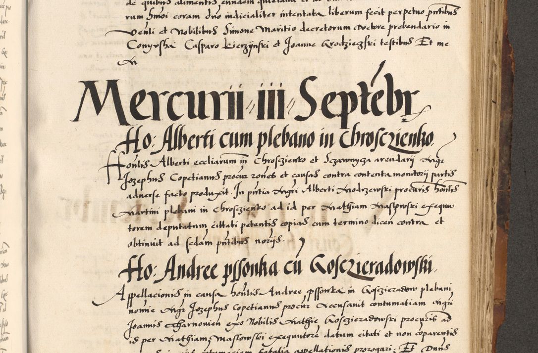 Zdjęcie nr 471 dla obiektu archiwalnego: Acta causarum, obligacionum, sentenciarum tam interlocutoriarum quam diffinitivarum constitutionumque coram reverendo patre domino Petro Porembski canonico et officiali generali Cracoviensi de anno Domini millesimo quingentesimo quadragesimo nono, cuius indictio septima, pontificatus sanctissimi in Christo patris et domini nostri domini Pauli divina providencia tercii, anno ipsius nacionis Pauli pape terciii die tercia mensis Novembris inchoatur