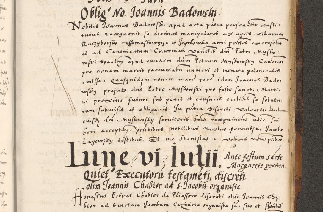 Zdjęcie nr 621 dla obiektu archiwalnego: Acta causarum, obligacionum, sentenciarum tam interlocutoriarum quam diffinitivarum constitutionumque coram reverendo patre domino Petro Porembski canonico et officiali generali Cracoviensi de anno Domini millesimo quingentesimo quadragesimo nono, cuius indictio septima, pontificatus sanctissimi in Christo patris et domini nostri domini Pauli divina providencia tercii, anno ipsius nacionis Pauli pape terciii die tercia mensis Novembris inchoatur