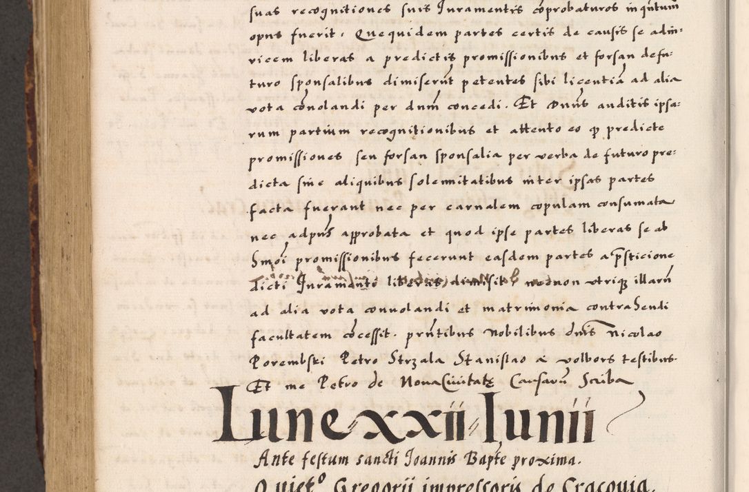 Zdjęcie nr 654 dla obiektu archiwalnego: Acta causarum, obligacionum, sentenciarum tam interlocutoriarum quam diffinitivarum constitutionumque coram reverendo patre domino Petro Porembski canonico et officiali generali Cracoviensi de anno Domini millesimo quingentesimo quadragesimo nono, cuius indictio septima, pontificatus sanctissimi in Christo patris et domini nostri domini Pauli divina providencia tercii, anno ipsius nacionis Pauli pape terciii die tercia mensis Novembris inchoatur