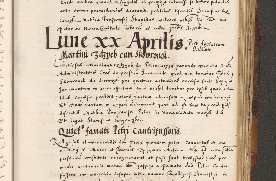 Zdjęcie nr 774 dla obiektu archiwalnego: Acta causarum, obligacionum, sentenciarum tam interlocutoriarum quam diffinitivarum constitutionumque coram reverendo patre domino Petro Porembski canonico et officiali generali Cracoviensi de anno Domini millesimo quingentesimo quadragesimo nono, cuius indictio septima, pontificatus sanctissimi in Christo patris et domini nostri domini Pauli divina providencia tercii, anno ipsius nacionis Pauli pape terciii die tercia mensis Novembris inchoatur