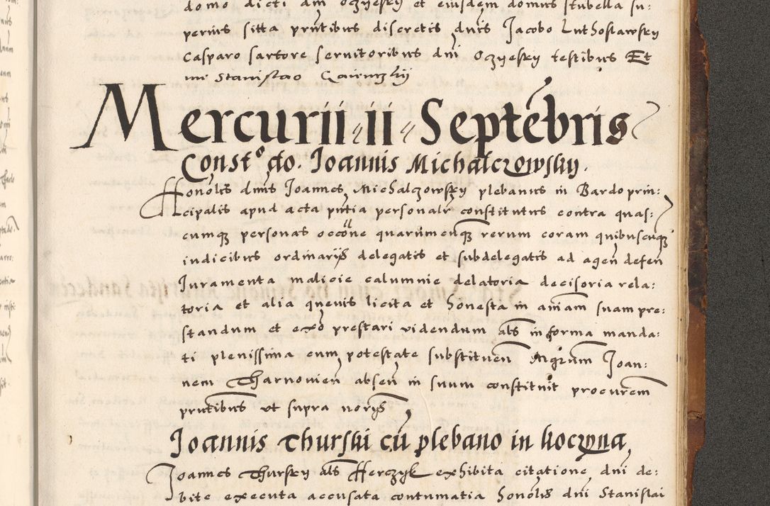 Zdjęcie nr 843 dla obiektu archiwalnego: Acta causarum, obligacionum, sentenciarum tam interlocutoriarum quam diffinitivarum constitutionumque coram reverendo patre domino Petro Porembski canonico et officiali generali Cracoviensi de anno Domini millesimo quingentesimo quadragesimo nono, cuius indictio septima, pontificatus sanctissimi in Christo patris et domini nostri domini Pauli divina providencia tercii, anno ipsius nacionis Pauli pape terciii die tercia mensis Novembris inchoatur