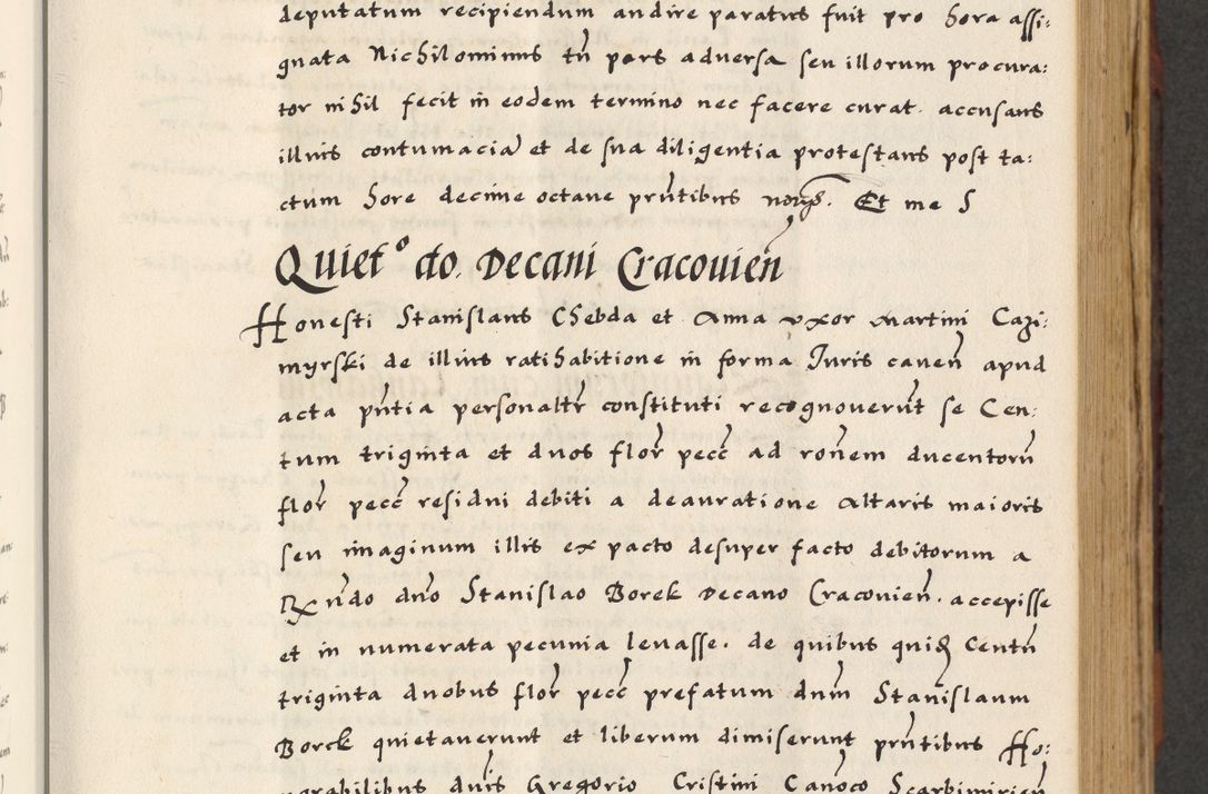 Zdjęcie nr 193 dla obiektu archiwalnego: [A]cta actorum causarum, sententiarum tam diffinitivarum quam interloquutoriarum, obligationum, constitutionum et contractuum coram reverendo patre domino Petro Porembski preposito Osvieczimensi, canonico et officiali generali Cracoviensi de anno Domini millesimo quingentesimo quinguagesimo primo, cuius indictio est nona, pontificatus sanctissimi in Christo patris et domini nostri domini Juliii divina providencia pape tercii, anno secundo, a die et mense infrascriptis feliciter continiantur