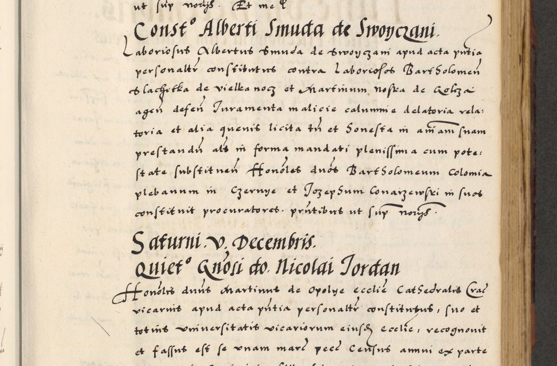 Zdjęcie nr 175 dla obiektu archiwalnego: [A]cta actorum causarum, sententiarum tam diffinitivarum quam interloquutoriarum, obligationum, constitutionum et contractuum coram reverendo patre domino Petro Porembski preposito Osvieczimensi, canonico et officiali generali Cracoviensi de anno Domini millesimo quingentesimo quinguagesimo primo, cuius indictio est nona, pontificatus sanctissimi in Christo patris et domini nostri domini Juliii divina providencia pape tercii, anno secundo, a die et mense infrascriptis feliciter continiantur