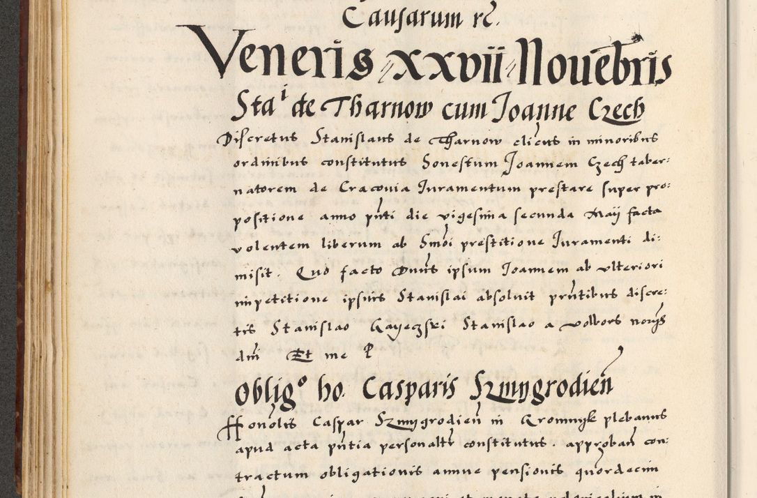 Zdjęcie nr 154 dla obiektu archiwalnego: [A]cta actorum causarum, sententiarum tam diffinitivarum quam interloquutoriarum, obligationum, constitutionum et contractuum coram reverendo patre domino Petro Porembski preposito Osvieczimensi, canonico et officiali generali Cracoviensi de anno Domini millesimo quingentesimo quinguagesimo primo, cuius indictio est nona, pontificatus sanctissimi in Christo patris et domini nostri domini Juliii divina providencia pape tercii, anno secundo, a die et mense infrascriptis feliciter continiantur