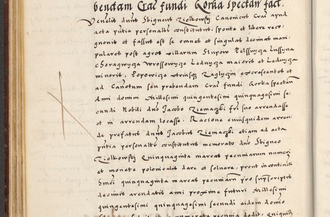 Zdjęcie nr 104 dla obiektu archiwalnego: [A]cta actorum causarum, sententiarum tam diffinitivarum quam interloquutoriarum, obligationum, constitutionum et contractuum coram reverendo patre domino Petro Porembski preposito Osvieczimensi, canonico et officiali generali Cracoviensi de anno Domini millesimo quingentesimo quinguagesimo primo, cuius indictio est nona, pontificatus sanctissimi in Christo patris et domini nostri domini Juliii divina providencia pape tercii, anno secundo, a die et mense infrascriptis feliciter continiantur