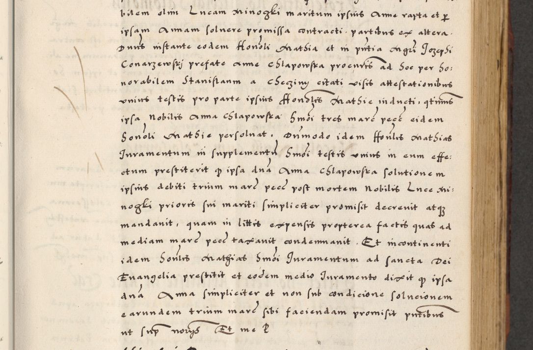 Zdjęcie nr 87 dla obiektu archiwalnego: [A]cta actorum causarum, sententiarum tam diffinitivarum quam interloquutoriarum, obligationum, constitutionum et contractuum coram reverendo patre domino Petro Porembski preposito Osvieczimensi, canonico et officiali generali Cracoviensi de anno Domini millesimo quingentesimo quinguagesimo primo, cuius indictio est nona, pontificatus sanctissimi in Christo patris et domini nostri domini Juliii divina providencia pape tercii, anno secundo, a die et mense infrascriptis feliciter continiantur