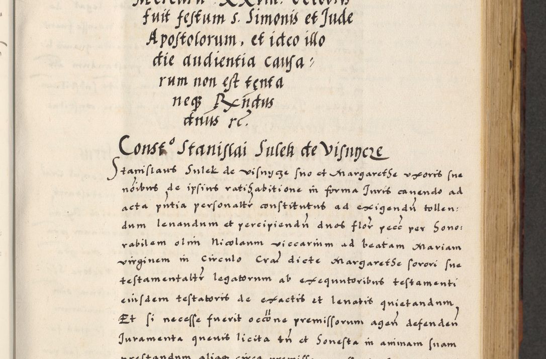 Zdjęcie nr 83 dla obiektu archiwalnego: [A]cta actorum causarum, sententiarum tam diffinitivarum quam interloquutoriarum, obligationum, constitutionum et contractuum coram reverendo patre domino Petro Porembski preposito Osvieczimensi, canonico et officiali generali Cracoviensi de anno Domini millesimo quingentesimo quinguagesimo primo, cuius indictio est nona, pontificatus sanctissimi in Christo patris et domini nostri domini Juliii divina providencia pape tercii, anno secundo, a die et mense infrascriptis feliciter continiantur