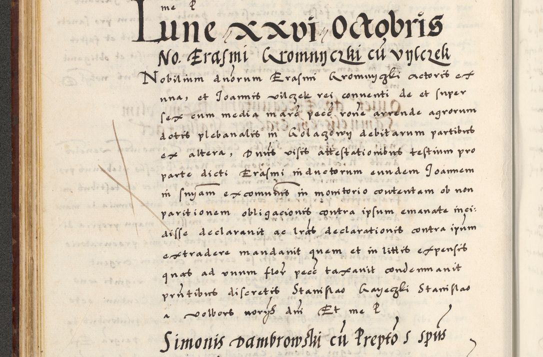 Zdjęcie nr 80 dla obiektu archiwalnego: [A]cta actorum causarum, sententiarum tam diffinitivarum quam interloquutoriarum, obligationum, constitutionum et contractuum coram reverendo patre domino Petro Porembski preposito Osvieczimensi, canonico et officiali generali Cracoviensi de anno Domini millesimo quingentesimo quinguagesimo primo, cuius indictio est nona, pontificatus sanctissimi in Christo patris et domini nostri domini Juliii divina providencia pape tercii, anno secundo, a die et mense infrascriptis feliciter continiantur