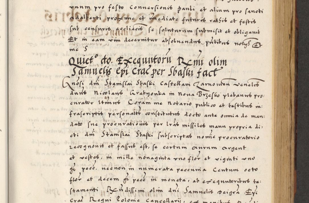 Zdjęcie nr 79 dla obiektu archiwalnego: [A]cta actorum causarum, sententiarum tam diffinitivarum quam interloquutoriarum, obligationum, constitutionum et contractuum coram reverendo patre domino Petro Porembski preposito Osvieczimensi, canonico et officiali generali Cracoviensi de anno Domini millesimo quingentesimo quinguagesimo primo, cuius indictio est nona, pontificatus sanctissimi in Christo patris et domini nostri domini Juliii divina providencia pape tercii, anno secundo, a die et mense infrascriptis feliciter continiantur