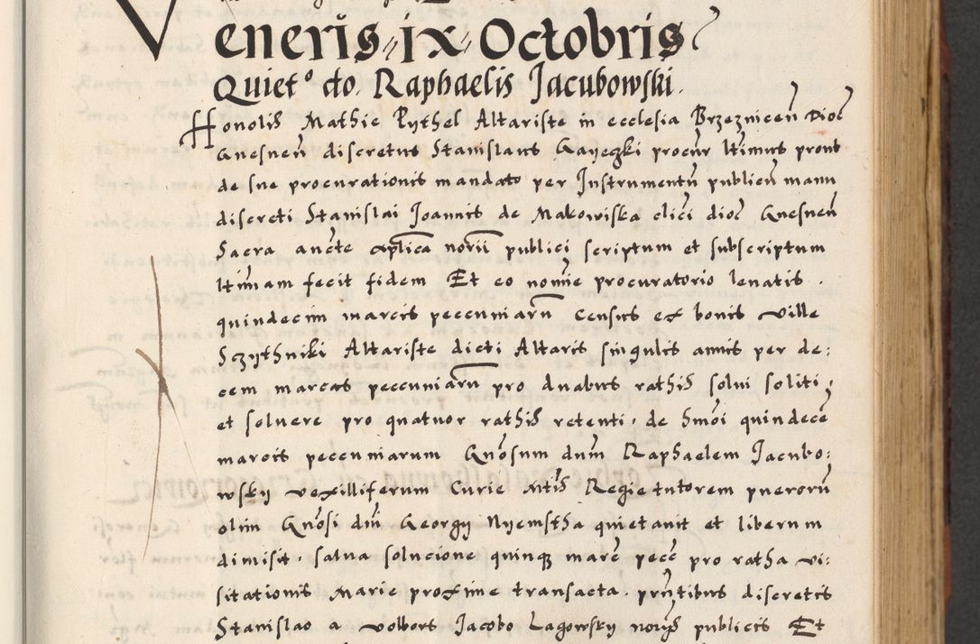 Zdjęcie nr 39 dla obiektu archiwalnego: [A]cta actorum causarum, sententiarum tam diffinitivarum quam interloquutoriarum, obligationum, constitutionum et contractuum coram reverendo patre domino Petro Porembski preposito Osvieczimensi, canonico et officiali generali Cracoviensi de anno Domini millesimo quingentesimo quinguagesimo primo, cuius indictio est nona, pontificatus sanctissimi in Christo patris et domini nostri domini Juliii divina providencia pape tercii, anno secundo, a die et mense infrascriptis feliciter continiantur
