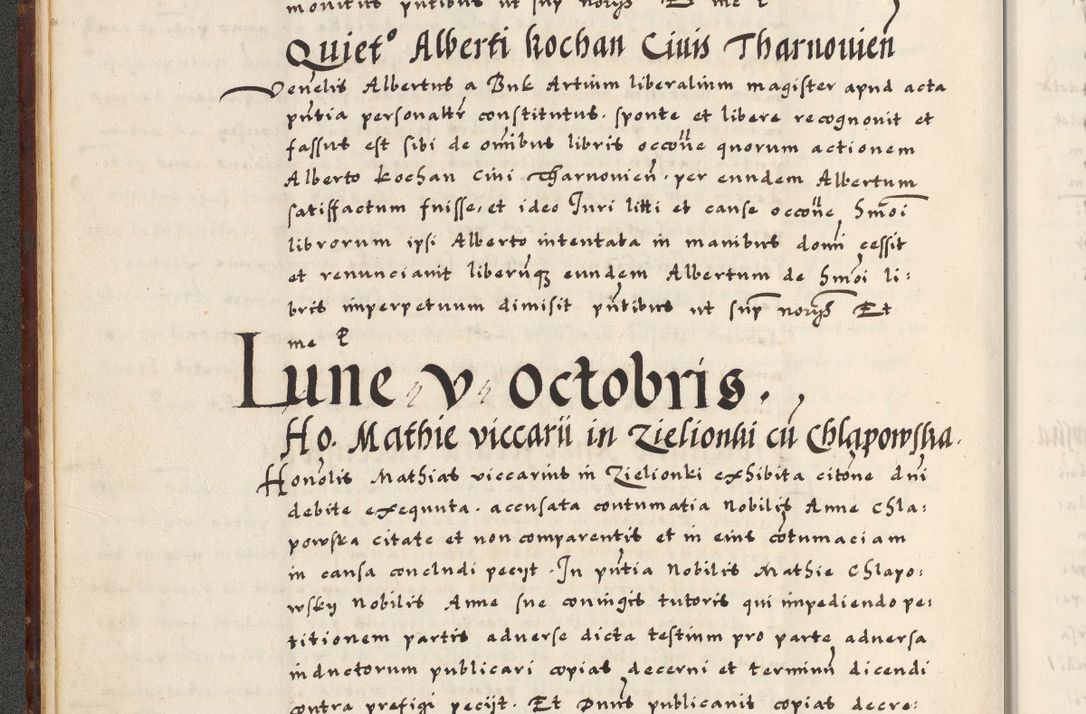 Zdjęcie nr 28 dla obiektu archiwalnego: [A]cta actorum causarum, sententiarum tam diffinitivarum quam interloquutoriarum, obligationum, constitutionum et contractuum coram reverendo patre domino Petro Porembski preposito Osvieczimensi, canonico et officiali generali Cracoviensi de anno Domini millesimo quingentesimo quinguagesimo primo, cuius indictio est nona, pontificatus sanctissimi in Christo patris et domini nostri domini Juliii divina providencia pape tercii, anno secundo, a die et mense infrascriptis feliciter continiantur