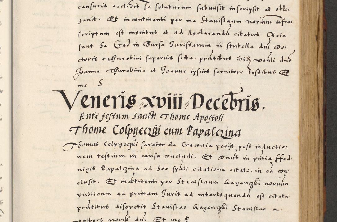 Zdjęcie nr 205 dla obiektu archiwalnego: [A]cta actorum causarum, sententiarum tam diffinitivarum quam interloquutoriarum, obligationum, constitutionum et contractuum coram reverendo patre domino Petro Porembski preposito Osvieczimensi, canonico et officiali generali Cracoviensi de anno Domini millesimo quingentesimo quinguagesimo primo, cuius indictio est nona, pontificatus sanctissimi in Christo patris et domini nostri domini Juliii divina providencia pape tercii, anno secundo, a die et mense infrascriptis feliciter continiantur