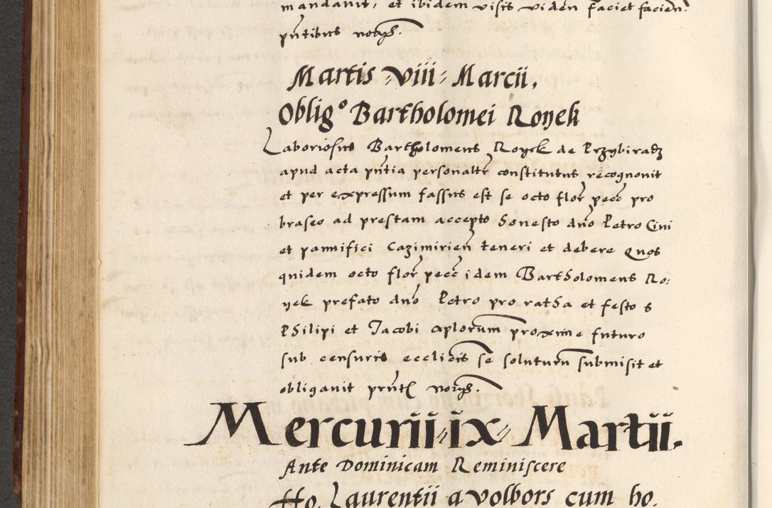 Zdjęcie nr 402 dla obiektu archiwalnego: [A]cta actorum causarum, sententiarum tam diffinitivarum quam interloquutoriarum, obligationum, constitutionum et contractuum coram reverendo patre domino Petro Porembski preposito Osvieczimensi, canonico et officiali generali Cracoviensi de anno Domini millesimo quingentesimo quinguagesimo primo, cuius indictio est nona, pontificatus sanctissimi in Christo patris et domini nostri domini Juliii divina providencia pape tercii, anno secundo, a die et mense infrascriptis feliciter continiantur