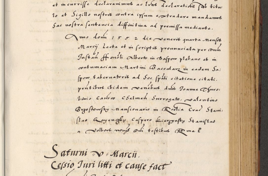 Zdjęcie nr 397 dla obiektu archiwalnego: [A]cta actorum causarum, sententiarum tam diffinitivarum quam interloquutoriarum, obligationum, constitutionum et contractuum coram reverendo patre domino Petro Porembski preposito Osvieczimensi, canonico et officiali generali Cracoviensi de anno Domini millesimo quingentesimo quinguagesimo primo, cuius indictio est nona, pontificatus sanctissimi in Christo patris et domini nostri domini Juliii divina providencia pape tercii, anno secundo, a die et mense infrascriptis feliciter continiantur