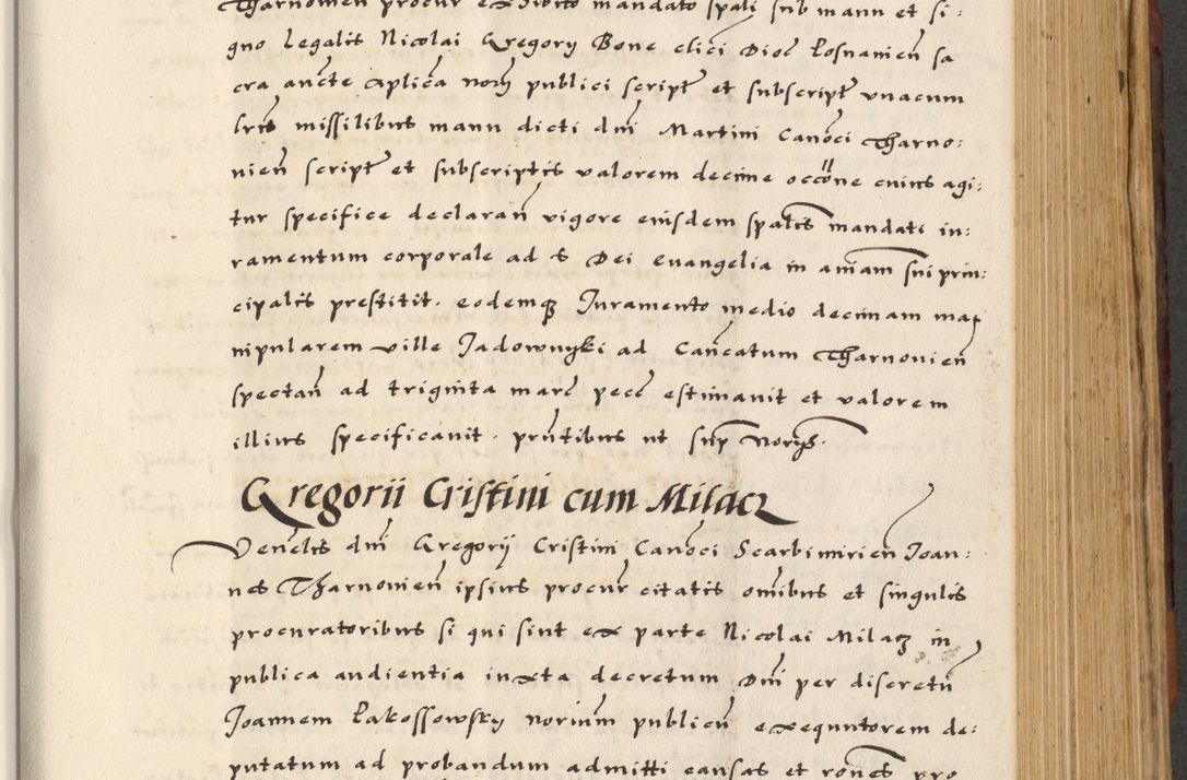 Zdjęcie nr 387 dla obiektu archiwalnego: [A]cta actorum causarum, sententiarum tam diffinitivarum quam interloquutoriarum, obligationum, constitutionum et contractuum coram reverendo patre domino Petro Porembski preposito Osvieczimensi, canonico et officiali generali Cracoviensi de anno Domini millesimo quingentesimo quinguagesimo primo, cuius indictio est nona, pontificatus sanctissimi in Christo patris et domini nostri domini Juliii divina providencia pape tercii, anno secundo, a die et mense infrascriptis feliciter continiantur