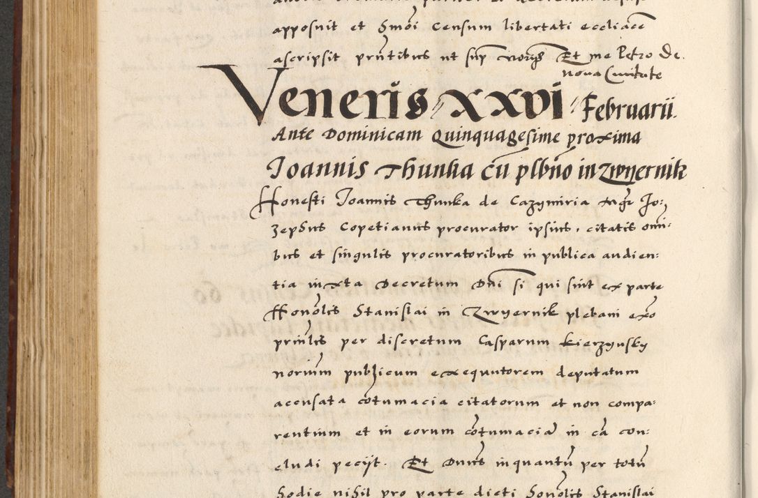 Zdjęcie nr 384 dla obiektu archiwalnego: [A]cta actorum causarum, sententiarum tam diffinitivarum quam interloquutoriarum, obligationum, constitutionum et contractuum coram reverendo patre domino Petro Porembski preposito Osvieczimensi, canonico et officiali generali Cracoviensi de anno Domini millesimo quingentesimo quinguagesimo primo, cuius indictio est nona, pontificatus sanctissimi in Christo patris et domini nostri domini Juliii divina providencia pape tercii, anno secundo, a die et mense infrascriptis feliciter continiantur
