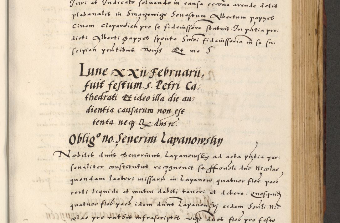 Zdjęcie nr 373 dla obiektu archiwalnego: [A]cta actorum causarum, sententiarum tam diffinitivarum quam interloquutoriarum, obligationum, constitutionum et contractuum coram reverendo patre domino Petro Porembski preposito Osvieczimensi, canonico et officiali generali Cracoviensi de anno Domini millesimo quingentesimo quinguagesimo primo, cuius indictio est nona, pontificatus sanctissimi in Christo patris et domini nostri domini Juliii divina providencia pape tercii, anno secundo, a die et mense infrascriptis feliciter continiantur