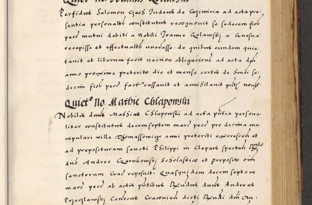 Zdjęcie nr 317 dla obiektu archiwalnego: [A]cta actorum causarum, sententiarum tam diffinitivarum quam interloquutoriarum, obligationum, constitutionum et contractuum coram reverendo patre domino Petro Porembski preposito Osvieczimensi, canonico et officiali generali Cracoviensi de anno Domini millesimo quingentesimo quinguagesimo primo, cuius indictio est nona, pontificatus sanctissimi in Christo patris et domini nostri domini Juliii divina providencia pape tercii, anno secundo, a die et mense infrascriptis feliciter continiantur