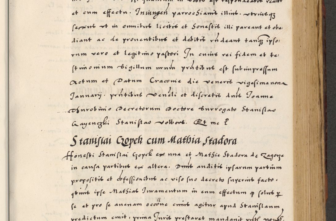 Zdjęcie nr 301 dla obiektu archiwalnego: [A]cta actorum causarum, sententiarum tam diffinitivarum quam interloquutoriarum, obligationum, constitutionum et contractuum coram reverendo patre domino Petro Porembski preposito Osvieczimensi, canonico et officiali generali Cracoviensi de anno Domini millesimo quingentesimo quinguagesimo primo, cuius indictio est nona, pontificatus sanctissimi in Christo patris et domini nostri domini Juliii divina providencia pape tercii, anno secundo, a die et mense infrascriptis feliciter continiantur