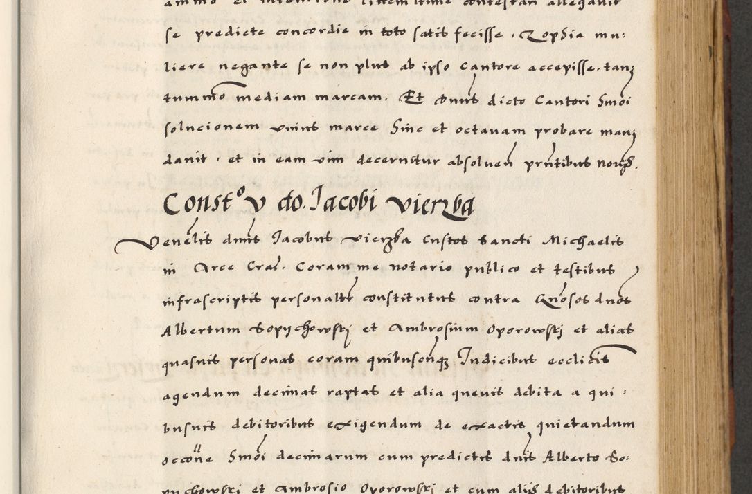 Zdjęcie nr 297 dla obiektu archiwalnego: [A]cta actorum causarum, sententiarum tam diffinitivarum quam interloquutoriarum, obligationum, constitutionum et contractuum coram reverendo patre domino Petro Porembski preposito Osvieczimensi, canonico et officiali generali Cracoviensi de anno Domini millesimo quingentesimo quinguagesimo primo, cuius indictio est nona, pontificatus sanctissimi in Christo patris et domini nostri domini Juliii divina providencia pape tercii, anno secundo, a die et mense infrascriptis feliciter continiantur