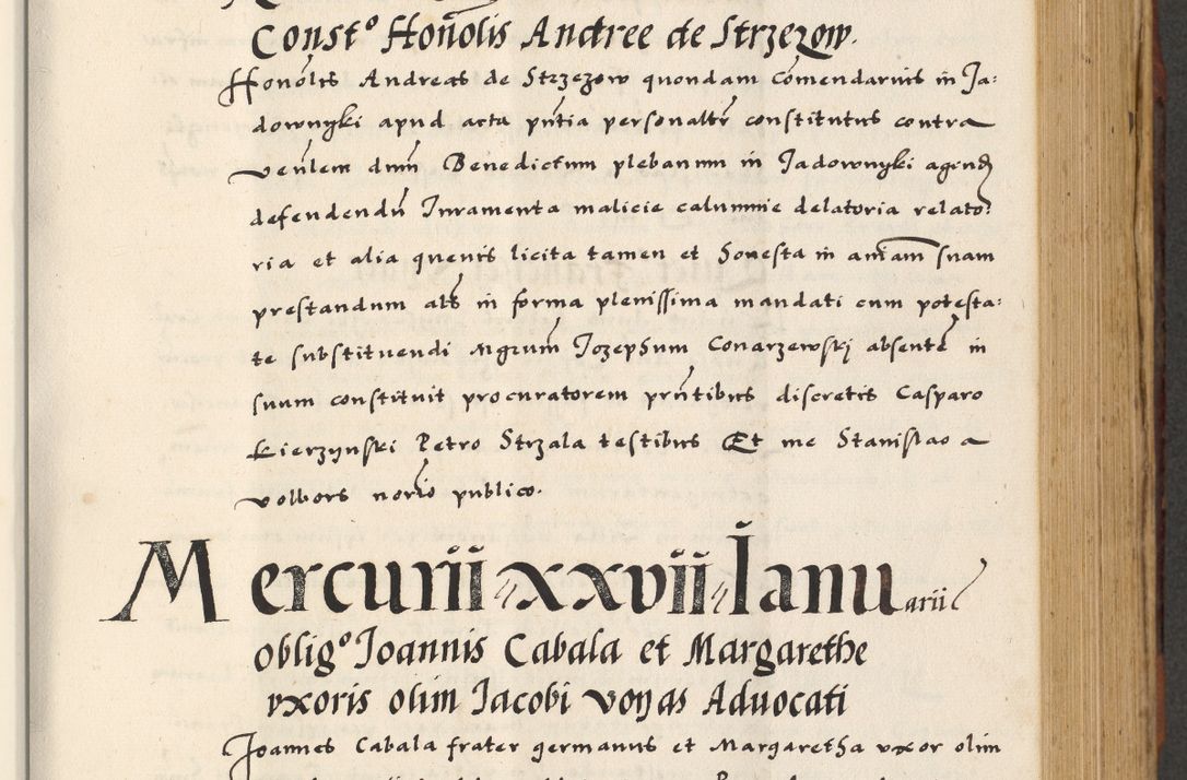 Zdjęcie nr 287 dla obiektu archiwalnego: [A]cta actorum causarum, sententiarum tam diffinitivarum quam interloquutoriarum, obligationum, constitutionum et contractuum coram reverendo patre domino Petro Porembski preposito Osvieczimensi, canonico et officiali generali Cracoviensi de anno Domini millesimo quingentesimo quinguagesimo primo, cuius indictio est nona, pontificatus sanctissimi in Christo patris et domini nostri domini Juliii divina providencia pape tercii, anno secundo, a die et mense infrascriptis feliciter continiantur