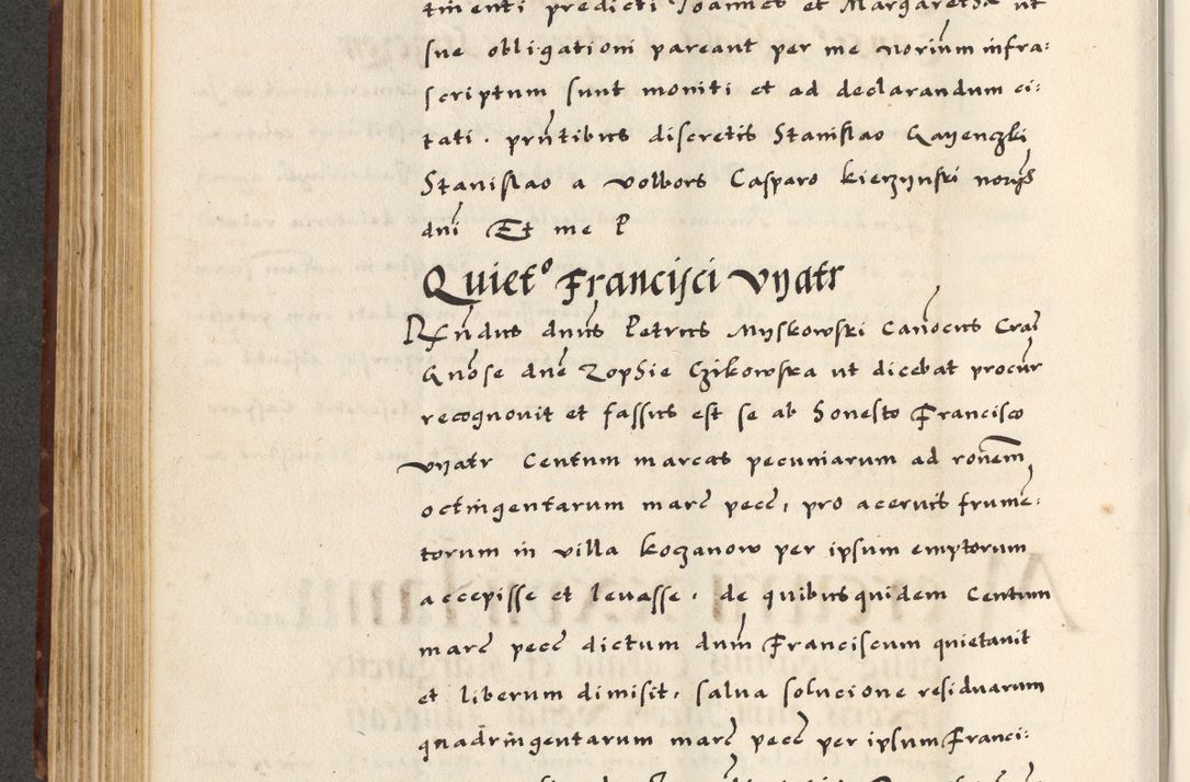 Zdjęcie nr 288 dla obiektu archiwalnego: [A]cta actorum causarum, sententiarum tam diffinitivarum quam interloquutoriarum, obligationum, constitutionum et contractuum coram reverendo patre domino Petro Porembski preposito Osvieczimensi, canonico et officiali generali Cracoviensi de anno Domini millesimo quingentesimo quinguagesimo primo, cuius indictio est nona, pontificatus sanctissimi in Christo patris et domini nostri domini Juliii divina providencia pape tercii, anno secundo, a die et mense infrascriptis feliciter continiantur
