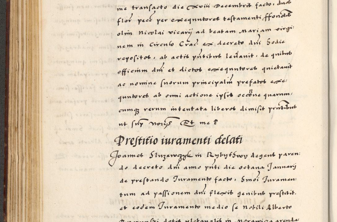 Zdjęcie nr 254 dla obiektu archiwalnego: [A]cta actorum causarum, sententiarum tam diffinitivarum quam interloquutoriarum, obligationum, constitutionum et contractuum coram reverendo patre domino Petro Porembski preposito Osvieczimensi, canonico et officiali generali Cracoviensi de anno Domini millesimo quingentesimo quinguagesimo primo, cuius indictio est nona, pontificatus sanctissimi in Christo patris et domini nostri domini Juliii divina providencia pape tercii, anno secundo, a die et mense infrascriptis feliciter continiantur