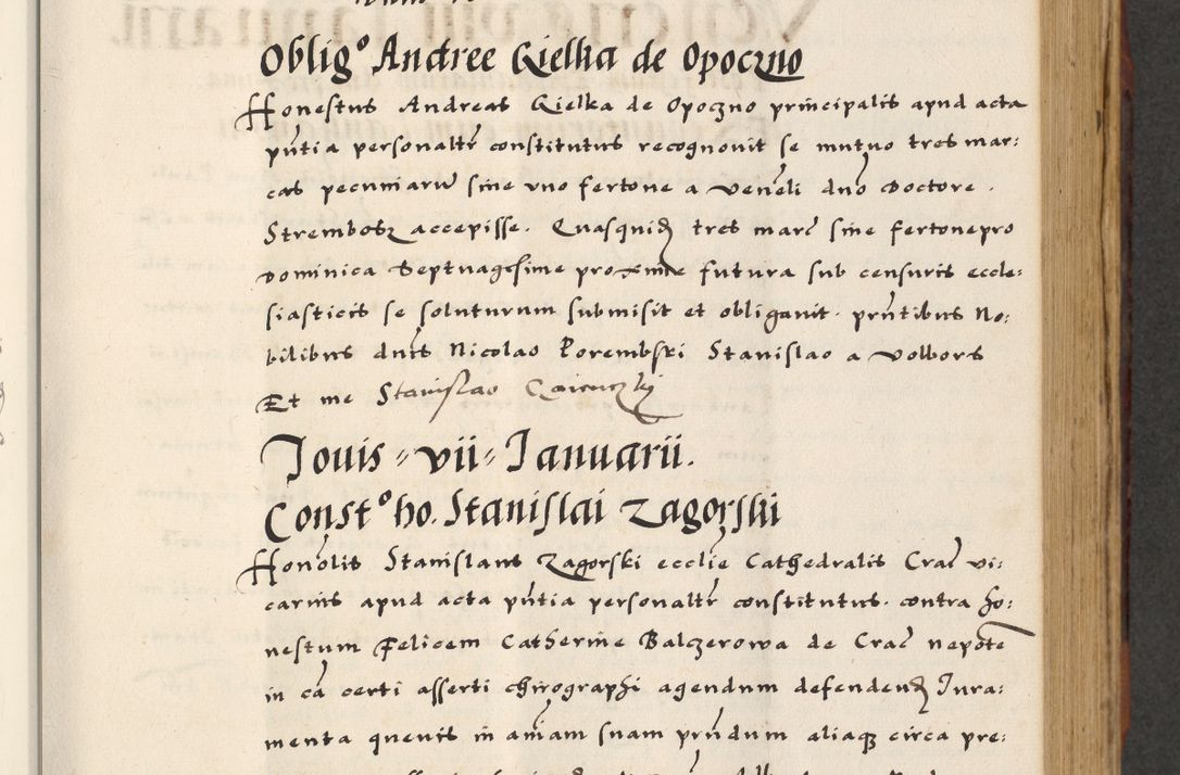 Zdjęcie nr 233 dla obiektu archiwalnego: [A]cta actorum causarum, sententiarum tam diffinitivarum quam interloquutoriarum, obligationum, constitutionum et contractuum coram reverendo patre domino Petro Porembski preposito Osvieczimensi, canonico et officiali generali Cracoviensi de anno Domini millesimo quingentesimo quinguagesimo primo, cuius indictio est nona, pontificatus sanctissimi in Christo patris et domini nostri domini Juliii divina providencia pape tercii, anno secundo, a die et mense infrascriptis feliciter continiantur