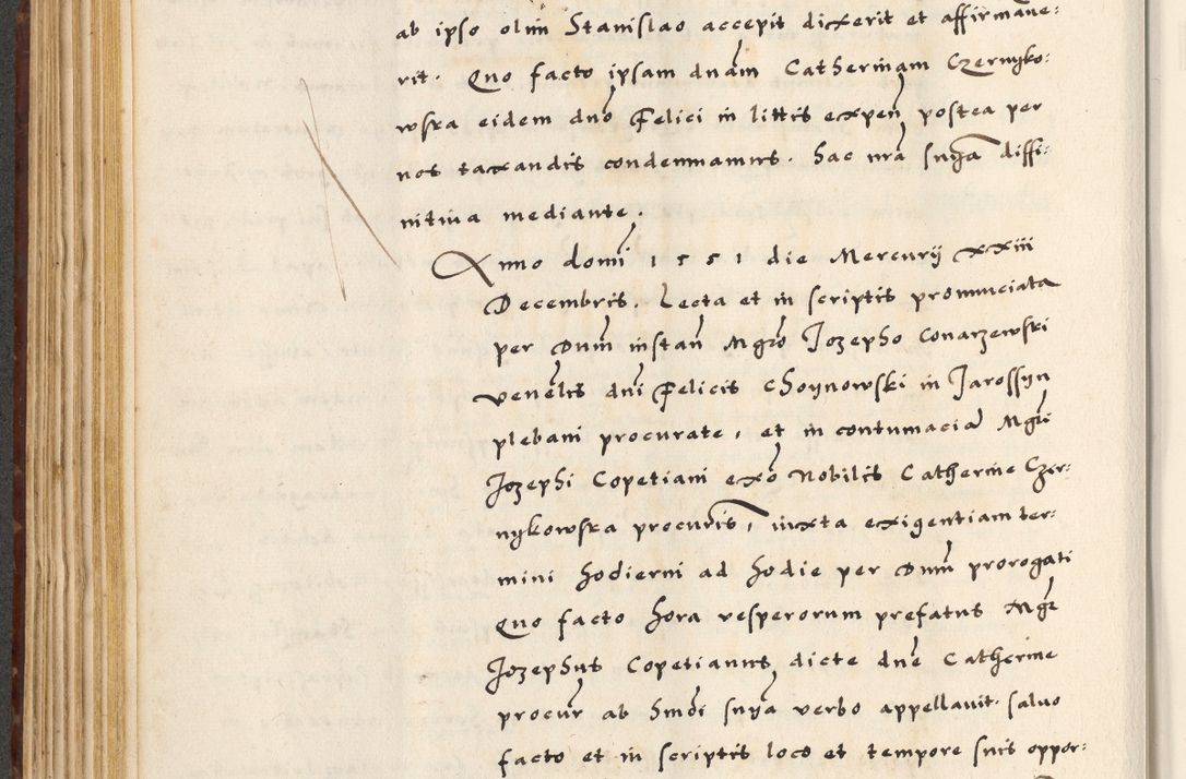 Zdjęcie nr 224 dla obiektu archiwalnego: [A]cta actorum causarum, sententiarum tam diffinitivarum quam interloquutoriarum, obligationum, constitutionum et contractuum coram reverendo patre domino Petro Porembski preposito Osvieczimensi, canonico et officiali generali Cracoviensi de anno Domini millesimo quingentesimo quinguagesimo primo, cuius indictio est nona, pontificatus sanctissimi in Christo patris et domini nostri domini Juliii divina providencia pape tercii, anno secundo, a die et mense infrascriptis feliciter continiantur