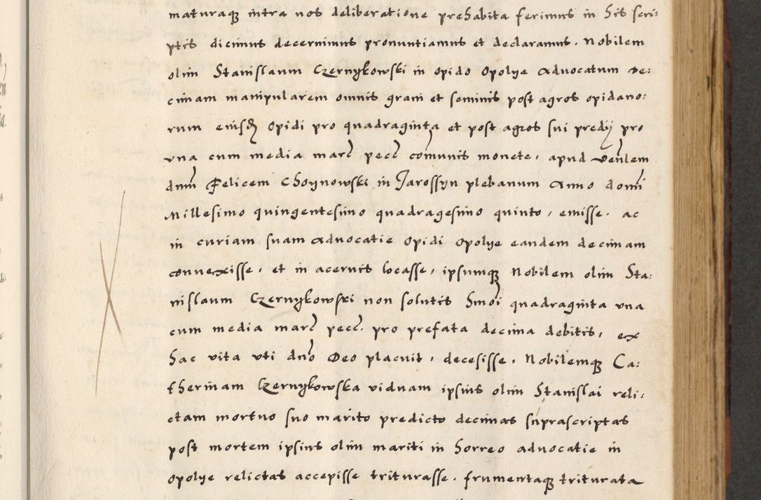 Zdjęcie nr 223 dla obiektu archiwalnego: [A]cta actorum causarum, sententiarum tam diffinitivarum quam interloquutoriarum, obligationum, constitutionum et contractuum coram reverendo patre domino Petro Porembski preposito Osvieczimensi, canonico et officiali generali Cracoviensi de anno Domini millesimo quingentesimo quinguagesimo primo, cuius indictio est nona, pontificatus sanctissimi in Christo patris et domini nostri domini Juliii divina providencia pape tercii, anno secundo, a die et mense infrascriptis feliciter continiantur