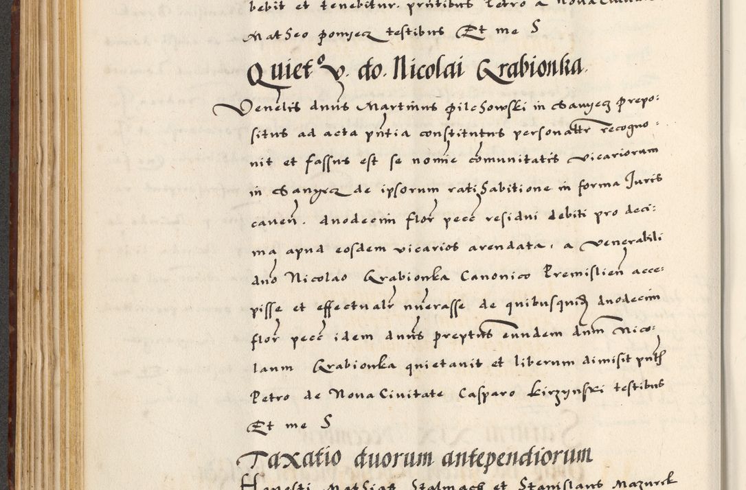 Zdjęcie nr 218 dla obiektu archiwalnego: [A]cta actorum causarum, sententiarum tam diffinitivarum quam interloquutoriarum, obligationum, constitutionum et contractuum coram reverendo patre domino Petro Porembski preposito Osvieczimensi, canonico et officiali generali Cracoviensi de anno Domini millesimo quingentesimo quinguagesimo primo, cuius indictio est nona, pontificatus sanctissimi in Christo patris et domini nostri domini Juliii divina providencia pape tercii, anno secundo, a die et mense infrascriptis feliciter continiantur