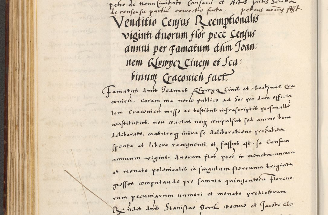 Zdjęcie nr 214 dla obiektu archiwalnego: [A]cta actorum causarum, sententiarum tam diffinitivarum quam interloquutoriarum, obligationum, constitutionum et contractuum coram reverendo patre domino Petro Porembski preposito Osvieczimensi, canonico et officiali generali Cracoviensi de anno Domini millesimo quingentesimo quinguagesimo primo, cuius indictio est nona, pontificatus sanctissimi in Christo patris et domini nostri domini Juliii divina providencia pape tercii, anno secundo, a die et mense infrascriptis feliciter continiantur