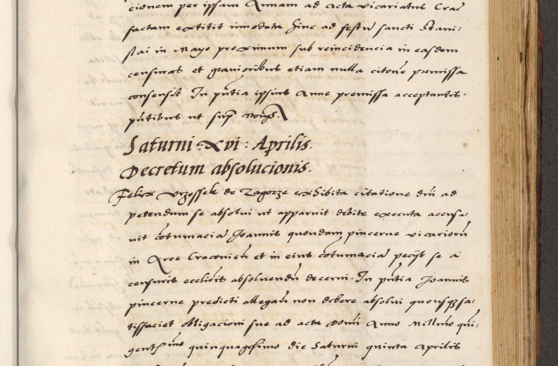 Zdjęcie nr 579 dla obiektu archiwalnego: [A]cta actorum causarum, sententiarum tam diffinitivarum quam interloquutoriarum, obligationum, constitutionum et contractuum coram reverendo patre domino Petro Porembski preposito Osvieczimensi, canonico et officiali generali Cracoviensi de anno Domini millesimo quingentesimo quinguagesimo primo, cuius indictio est nona, pontificatus sanctissimi in Christo patris et domini nostri domini Juliii divina providencia pape tercii, anno secundo, a die et mense infrascriptis feliciter continiantur