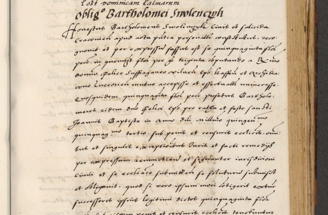 Zdjęcie nr 573 dla obiektu archiwalnego: [A]cta actorum causarum, sententiarum tam diffinitivarum quam interloquutoriarum, obligationum, constitutionum et contractuum coram reverendo patre domino Petro Porembski preposito Osvieczimensi, canonico et officiali generali Cracoviensi de anno Domini millesimo quingentesimo quinguagesimo primo, cuius indictio est nona, pontificatus sanctissimi in Christo patris et domini nostri domini Juliii divina providencia pape tercii, anno secundo, a die et mense infrascriptis feliciter continiantur