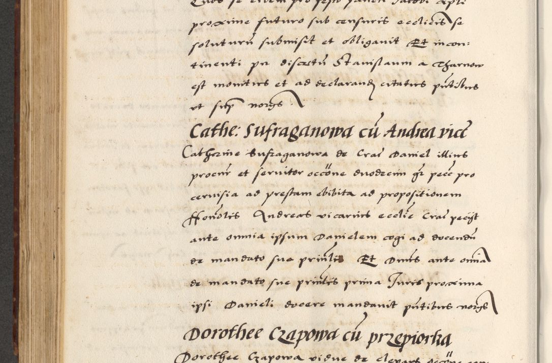Zdjęcie nr 542 dla obiektu archiwalnego: [A]cta actorum causarum, sententiarum tam diffinitivarum quam interloquutoriarum, obligationum, constitutionum et contractuum coram reverendo patre domino Petro Porembski preposito Osvieczimensi, canonico et officiali generali Cracoviensi de anno Domini millesimo quingentesimo quinguagesimo primo, cuius indictio est nona, pontificatus sanctissimi in Christo patris et domini nostri domini Juliii divina providencia pape tercii, anno secundo, a die et mense infrascriptis feliciter continiantur