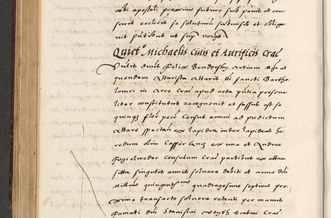 Zdjęcie nr 528 dla obiektu archiwalnego: [A]cta actorum causarum, sententiarum tam diffinitivarum quam interloquutoriarum, obligationum, constitutionum et contractuum coram reverendo patre domino Petro Porembski preposito Osvieczimensi, canonico et officiali generali Cracoviensi de anno Domini millesimo quingentesimo quinguagesimo primo, cuius indictio est nona, pontificatus sanctissimi in Christo patris et domini nostri domini Juliii divina providencia pape tercii, anno secundo, a die et mense infrascriptis feliciter continiantur