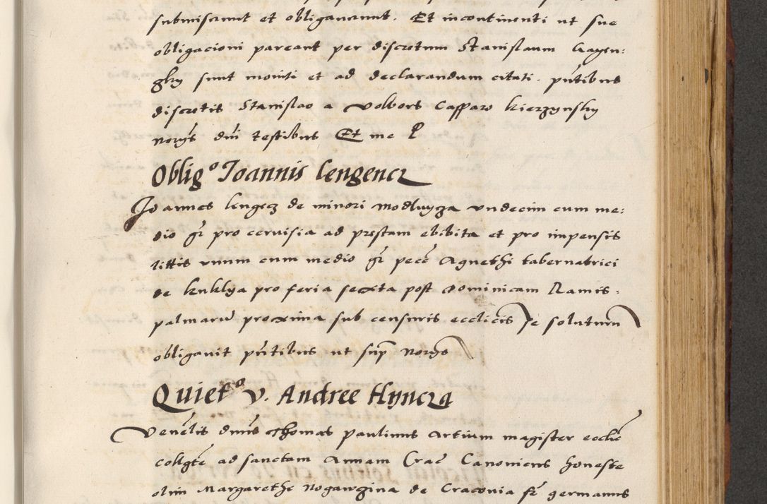 Zdjęcie nr 491 dla obiektu archiwalnego: [A]cta actorum causarum, sententiarum tam diffinitivarum quam interloquutoriarum, obligationum, constitutionum et contractuum coram reverendo patre domino Petro Porembski preposito Osvieczimensi, canonico et officiali generali Cracoviensi de anno Domini millesimo quingentesimo quinguagesimo primo, cuius indictio est nona, pontificatus sanctissimi in Christo patris et domini nostri domini Juliii divina providencia pape tercii, anno secundo, a die et mense infrascriptis feliciter continiantur
