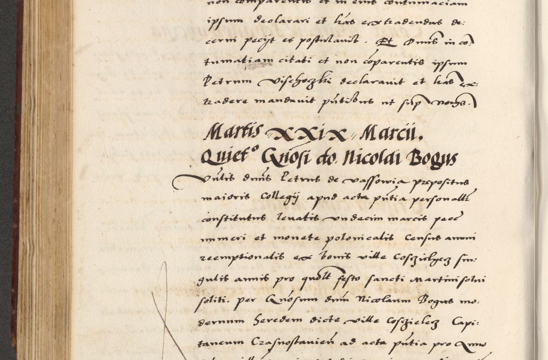 Zdjęcie nr 478 dla obiektu archiwalnego: [A]cta actorum causarum, sententiarum tam diffinitivarum quam interloquutoriarum, obligationum, constitutionum et contractuum coram reverendo patre domino Petro Porembski preposito Osvieczimensi, canonico et officiali generali Cracoviensi de anno Domini millesimo quingentesimo quinguagesimo primo, cuius indictio est nona, pontificatus sanctissimi in Christo patris et domini nostri domini Juliii divina providencia pape tercii, anno secundo, a die et mense infrascriptis feliciter continiantur
