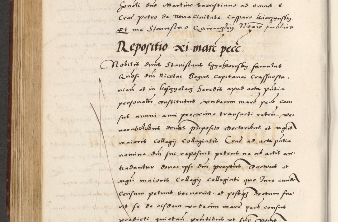 Zdjęcie nr 464 dla obiektu archiwalnego: [A]cta actorum causarum, sententiarum tam diffinitivarum quam interloquutoriarum, obligationum, constitutionum et contractuum coram reverendo patre domino Petro Porembski preposito Osvieczimensi, canonico et officiali generali Cracoviensi de anno Domini millesimo quingentesimo quinguagesimo primo, cuius indictio est nona, pontificatus sanctissimi in Christo patris et domini nostri domini Juliii divina providencia pape tercii, anno secundo, a die et mense infrascriptis feliciter continiantur