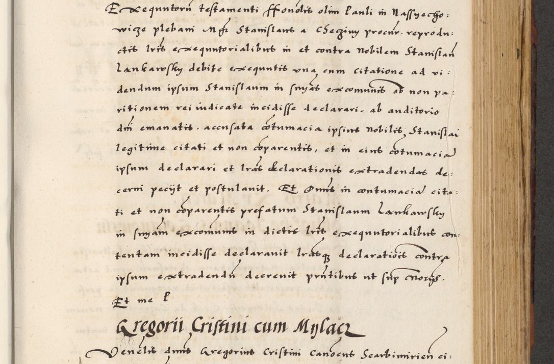 Zdjęcie nr 413 dla obiektu archiwalnego: [A]cta actorum causarum, sententiarum tam diffinitivarum quam interloquutoriarum, obligationum, constitutionum et contractuum coram reverendo patre domino Petro Porembski preposito Osvieczimensi, canonico et officiali generali Cracoviensi de anno Domini millesimo quingentesimo quinguagesimo primo, cuius indictio est nona, pontificatus sanctissimi in Christo patris et domini nostri domini Juliii divina providencia pape tercii, anno secundo, a die et mense infrascriptis feliciter continiantur